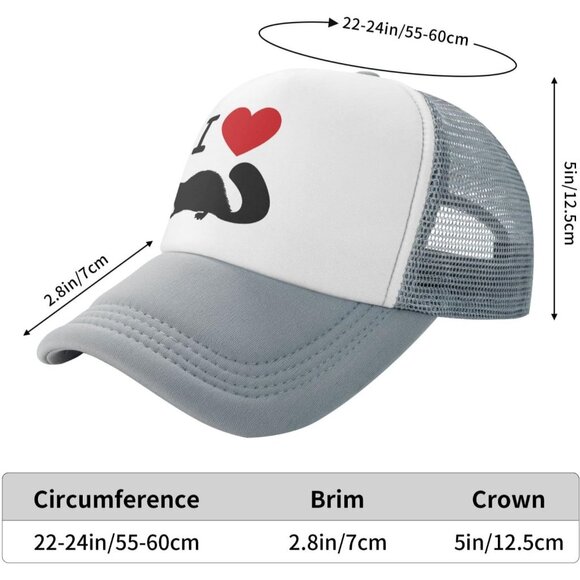 Unisex Gray Heart Beaver Love Hat Mesh Cap Adjustable Trucker Hat Baseball main image 8